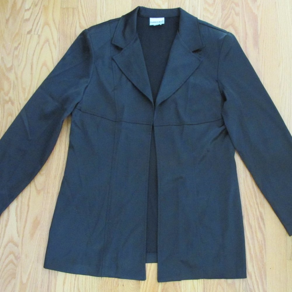 FASHION BUG WOMEN'S SIZE L (12) SUIT BLACK JACKET & SKIRT STRETCH MADE IN USA